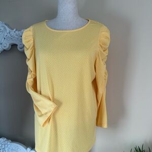 Adrianna Papell Yellow Polka Dot Women's Top Size M